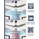 YOUKAIN Modern Ceiling Fan 52 Inch Farmhouse Ceiling Fan with LED Light Kit 3-Reversible Blades Indoor Outdoor for Living room Bedroom Studyroom Wooden Finish 52-YJ359-WD