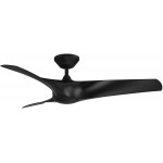 Zephyr Indoor and Outdoor 3-Blade Smart Ceiling Fan 52in Matte Black with 3000K LED Light Kit and Remote Control