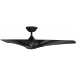 Zephyr Indoor and Outdoor 3-Blade Smart Ceiling Fan 52in Matte Black with 3000K LED Light Kit and Remote Control