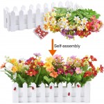 Artificial Flower Plants Mixed Color Daisies in Picket Fence Pot for Indoor Office Wedding Home Decor 2 Sets