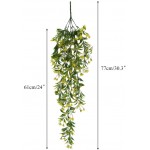 Artificial Hanging Vine Nahuaa 2pcs 30 inches Outdoor Fake Hanging Plants Luxuriant Wall Hang Garland Porch Patio Arch Balcony Basket Garden Party Wedding Decorations