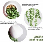 Artificial Succulents Hanging Plants Fake String of Pearls Plants in White Ceramic Set of 2