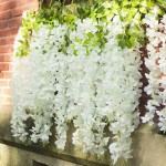 Auvottoka 24-Pack 3.6 Feet Piece Artificial Flowers Fake Wisteria Garland Hanging Wisteria Silk Flowers for Home Garden Weddings Party Decor White