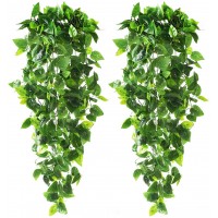 CEWOR 2pcs Artificial Hanging Plants 3.6ft Fake Ivy Vine Fake Ivy Leaves for Wall House Room Patio Indoor Outdoor Decor No Baskets