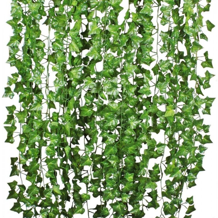 DearHouse 84 Feet 12 Strands Artificial Ivy Leaf Plants Vine Hanging Garland Fake Foliage Flowers Home Kitchen Garden Office Wedding Wall Decor Green