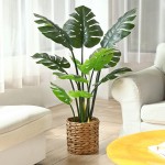 Fopamtri Artificial Monstera Deliciosa Plant 43" Fake Tropical Palm Tree Perfect Faux Swiss Cheese Plant for Home Garden Office Store Decoration 11 Leaves