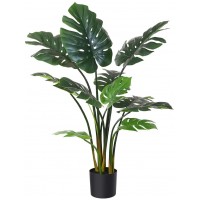 Fopamtri Artificial Monstera Deliciosa Plant 43" Fake Tropical Palm Tree Perfect Faux Swiss Cheese Plant for Home Garden Office Store Decoration 11 Leaves
