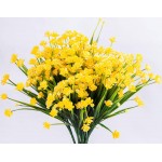 Foraineam 10 Bundles Yellow Daffodils Artificial Flowers Fake Plants Plastic Bushes Greenery Shrubs Fence Indoor Outdoor Hanging Planter Home Garden Decor