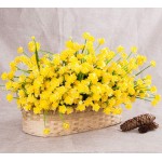 Foraineam 10 Bundles Yellow Daffodils Artificial Flowers Fake Plants Plastic Bushes Greenery Shrubs Fence Indoor Outdoor Hanging Planter Home Garden Decor