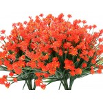 GREBOU 10 Bundles Artificial Flowers Fake Boxwood Plants Faux Plastic Lotus Shrubs UV Resistant No Fade Faux Greenery for Home Garden Hanging Planter Porch Patio Office Wedding DecorationOrange Red