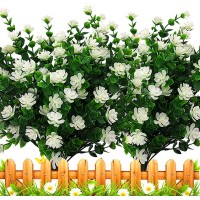 Grunyia 8 Bundles Artificial Outdoors Flowers White-Eucalyptus