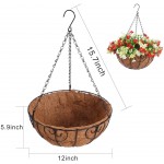 Homsunny Artificial Hanging Flowers with Basket Fake Daisy Flowers in 12 inch Coconut Lining Hanging Baskets for The Decoration of Courtyard Outdoors and Indoors White Light red