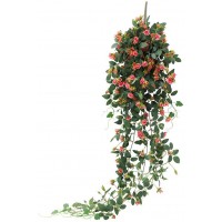 JUSTOYOU Artificial Hanging Plants with Rose Flowers 5FT Garland Fake Hanging Flower Greeny Chain Wall Home Room Garden Wedding Indoor Outdoor Decorative  Pink Not Include Basket