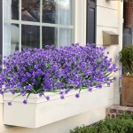 Molioon 8 Bundles Artificial Flowers Outdoor UV Resistant No Fade Faux Plastic Plants Fake Shruns for Garden Porch Home Wedding Window Decor Purple-1