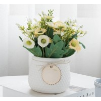 NA Daisy Potted Plant Set Plant Artificial Flower Ornaments Creative Living Room Green Plant Fleshy Potted Home Decoration Potting Daisy Potted White