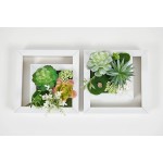 Room & Bloom Artificial Succulent Wall Art Flower Decor Kitchen Decorations Lounge Room Dining Room Picture 3D Living Room Floral Framed Fake Faux Hanging Succulents House Decor Green Hanger 10" x 10"