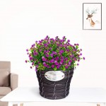 TEMCHY 8 Bundles Outdoor Artificial Fake Flowers No Fade UV Resistant Faux Plastic Plants for Hanging Planter Patio Yard Wedding Indoor Home Kitchen Farmhouse Décor Fuchsia