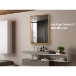 20x16 inch Bathroom Mirror Cabinet Gold Wood Framed Wall Aluminum Alloy Waterproof Medicine Cabinet Northern Europe Storage Hanging Cabinet with Single Door for Toilet Kitchen Recess or Surface Mount