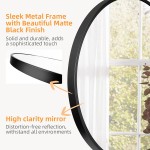 24 Inch Black Round Mirror Wall Mounted Circle Mirror with Metal Frame Suitable for Bathroom Vanity Entryway Living Room Wall Decor