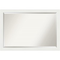 Amanti Art Bathroom Wall Mirror 27.38 x 39.38 in. Vanity White Narrow Frame Bathroom Mirror Vanity Mirror White Large