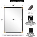 ANDY STAR 30”x40” Black Mirror for Bathroom Clean Modern Rectangle Mirror for Bathroom with Gold Metal Corner Contemporary Black Framed Wall Mirror 1" Frame Design Hangs Horizontal or Vertical