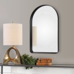 ANDY STAR Wall Mirror for Bathroom 22’’x35’’ Black Arched Mirror Arched Mirror in Stainless Steel Metal Frame Rounded Corner 2" Deep Set Design Wall Mount Hangs Vertically