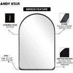 ANDY STAR Wall Mirror for Bathroom 22’’x35’’ Black Arched Mirror Arched Mirror in Stainless Steel Metal Frame Rounded Corner 2" Deep Set Design Wall Mount Hangs Vertically