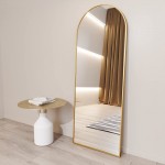 BEAUTYPEAK 58"x18" Full Length Mirror Arch Floor Mirror Wall Mirror Hanging or Leaning Arched-Top Full Body Mirror with Stand for Bedroom Dressing Room Gold