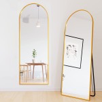 BEAUTYPEAK 58"x18" Full Length Mirror Arch Floor Mirror Wall Mirror Hanging or Leaning Arched-Top Full Body Mirror with Stand for Bedroom Dressing Room Gold