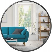 Best Choice Products 36in Framed Round Wall Mirror for Bathroom Vanity Bedroom Bathroom Living Room Home Décor w High Clarity Reflection Anti-Blast Film Matte Black