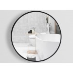 Black Round 24 inch Wall-Mirror  Metal Frame Circle decoratived Mirror Wall Mounted for Bathroom Hallway Living Room or Make Up