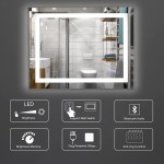 Bonnlo 36"×28" Dimmable LED Illuminated Bathroom Mirror with Bluetooth Speaker Anti-Fog Wall Mounted Bathroom Vanity Mirror,Smart Vanity Mirror with Memory Touch Button| Hangs Vertically Horizontally
