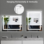 Bonnlo 36"×28" Dimmable LED Illuminated Bathroom Mirror with Bluetooth Speaker Anti-Fog Wall Mounted Bathroom Vanity Mirror,Smart Vanity Mirror with Memory Touch Button| Hangs Vertically Horizontally