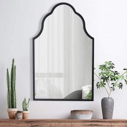 Chende Arch Wall Mirror for Decor 32" H x 20" W Antique Black Decorative Mirror with Wooden Frame Large Modern Accent Mirror for Foyer Bathroom Bedroom