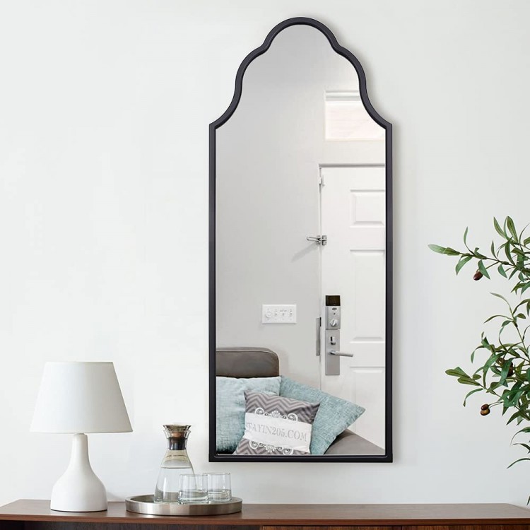 Chende Arch Wall Mirror for Living Room 47"X20" Antique Black Decorative Mirror with Wooden Frame Large Modern Accent Mirror for Foyer Bathroom