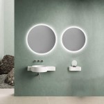 CITYMODA Round Bathroom Mirror with LED Light 32 inch Circle Backlit Illuminated Wall Mount Mirror Anti-Fog 3 LED Color Dimmable