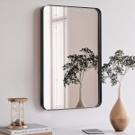Clavie Wall Mirror 24x36 Inch Mirror for Bathroom Stainless Steel Rounded Corner Rectangle Mirror Modern Bathroom Mirror Vertical or Horizontal Hanging Decorative Wall Mirrors for Living Room Bedroom