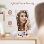 COSMIRROR Lighted Makeup Vanity Mirror with 10X Magnifying Mirror 21 LED Lighted Mirror with Touch Sensor Dimming 180°Adjustable Rotation Dual Power Supply Portable Cosmetic Mirror White