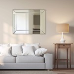 Empire Art Direct Rectangular Solid Wood Frame Wall Covered Antique Panels 1"-Beveled Center Mirror Vanity Bathroom Living Room ＆ Bedroom 40" x 30" Ready to Hang Clear