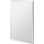 Fab Glass and Mirror Beveled Polished Frameless Wall Mirror with Hooks 24" x 36" Clear