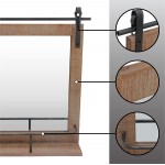 FirsTime & Co. Ingram Barn Door Shelf Wall Mirror 25" H x 20" W Rustic Wood Metallic Gray