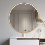 GLSLAND Circle Mirror Gold Round Wall Mirror 18 Inch Round Vanity Mirror for Bathrooms Entryways Living Rooms and Wall Decor