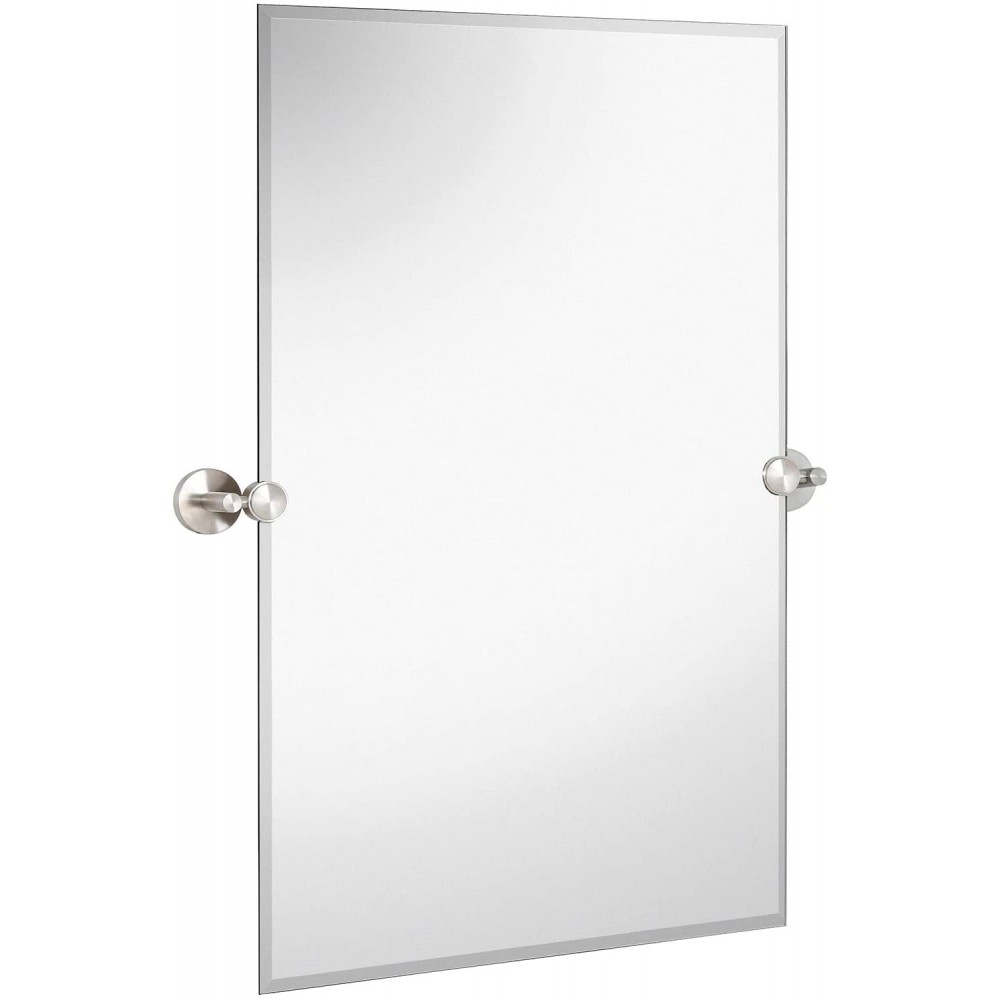Hamilton Hills Large Pivot Rectangle Mirror with Brushed Chrome Wall Anchors | Silver Backed Adjustable Moving & Tilting Wall Mirror | 20" x 30" Inches