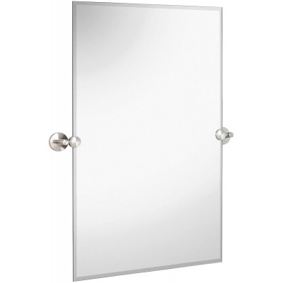 Hamilton Hills Large Pivot Rectangle Mirror with Brushed Chrome Wall Anchors | Silver Backed Adjustable Moving & Tilting Wall Mirror | 20" x 30" Inches