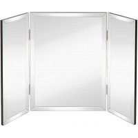 Hamilton Hills Trifold Vanity Mirror 28 x 40 Inches Tri-fold Tabletop Mirror or Wall-Mount Mirror with Beveled Mirrored Edges 3 Panel Vanity Mirror with Hinges for Folding Makeup or Dressing