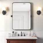 HMANGE 18 x 28 Inch Pivot Bathroom Mirror Modern Black Metal Framed Rectangular Vanity Mirror Farmhouse Rectangle Tilting Bathroom Mirror for Wall