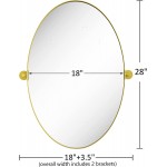 HMANGE Oval Wall Mirror for Bathroom 18 x 28 Inch Pivot Wall Mounted Vanity Mirror Gold Metal Frame Decorative Mirrors for Bedroom Living Room