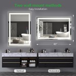 Homedex 48”x 32” Bathroom Led Vanity Mirror with 3 Colors Light Dimmable Touch Switch Control Anti-Fog Wall Mounted Makeup Mirror for Wall Horizontal Vertical