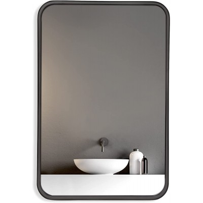 HOWOFURN Wall Mount Mirror 24x36 Rectangular Bathroom Mirror Wall Mirror for Bathroom Stainless Steel Metal Frame Gourd Hooks Vertical & Horizontal Hang Ideal for Bedroom Bathroom Living Room