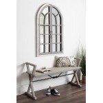 Kate and Laurel Boldmere Large Traditional Wood Windowpane Arch Mirror 28x44 Gray and White